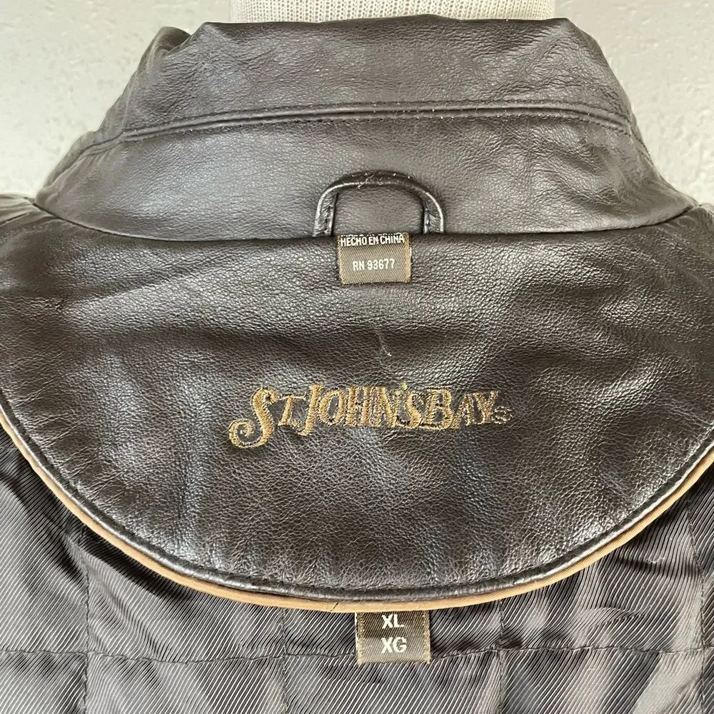 St. John’s Bay Brown Leather Jacket Size XL EUC